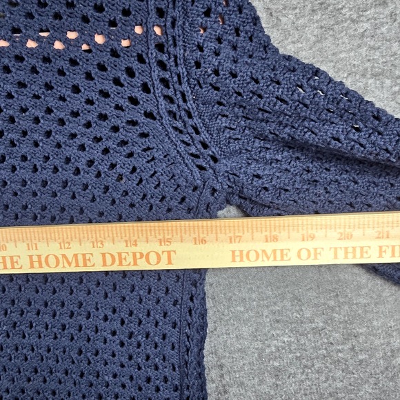 Alfani Women S Crochet Granny Stitch Dusty/Navy Blue Long‎ Sleeve Pullover Light - Picture 6 of 8